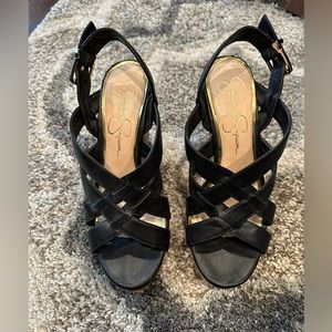 Jessica Simpson size 6.5 black sling back wedges